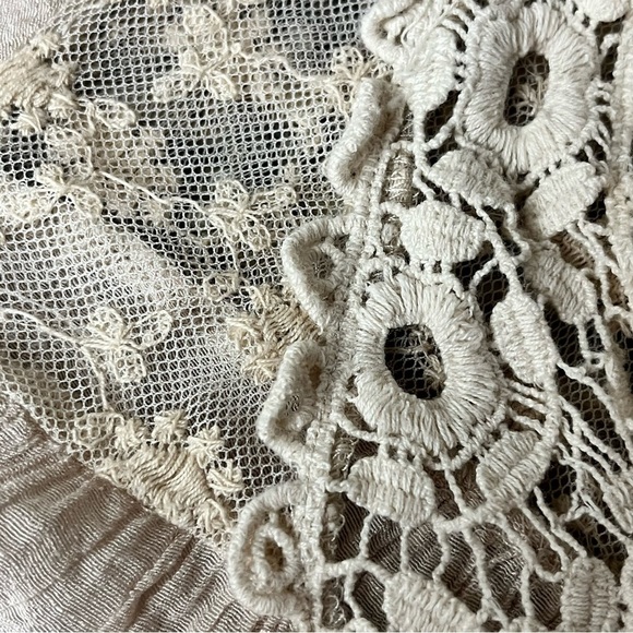 Jolt Ivory Lace Crochet Peasant Tunic Top M Boho Lagenlook Coastal Western - Picture 8 of 9